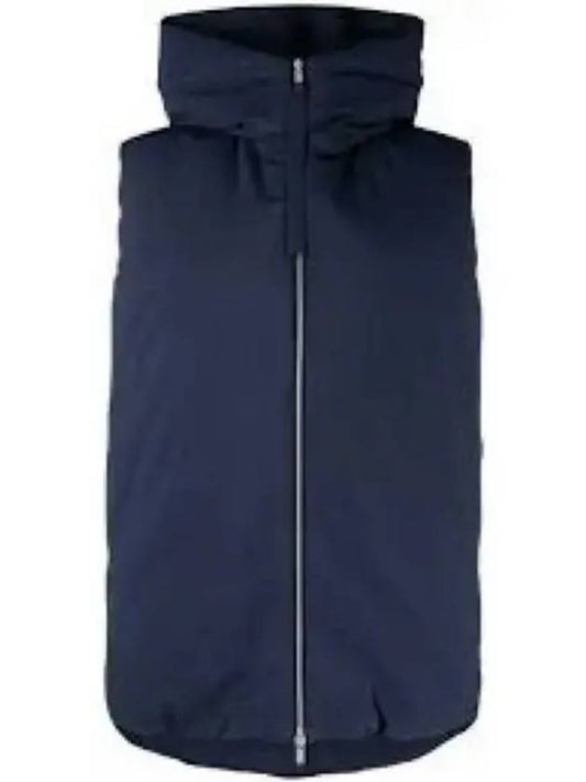 Zipper Hooded Oversized Down Vest Navy - JIL SANDER - BALAAN 2