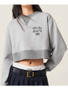 Cropped Logo Print Sweatshirt Grey - MIU MIU - BALAAN 2