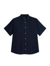 Regular Light Tencel Short Sleeve Shirt Navy - J.LINDEBERG - BALAAN 2