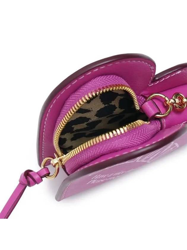 Funny Logo Heart Zipper Keyring Coin Purse Pink - GANNI - BALAAN 5