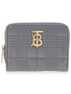 Lola Zip Quilted Leather Half Wallet Cloud Grey - BURBERRY - BALAAN 1