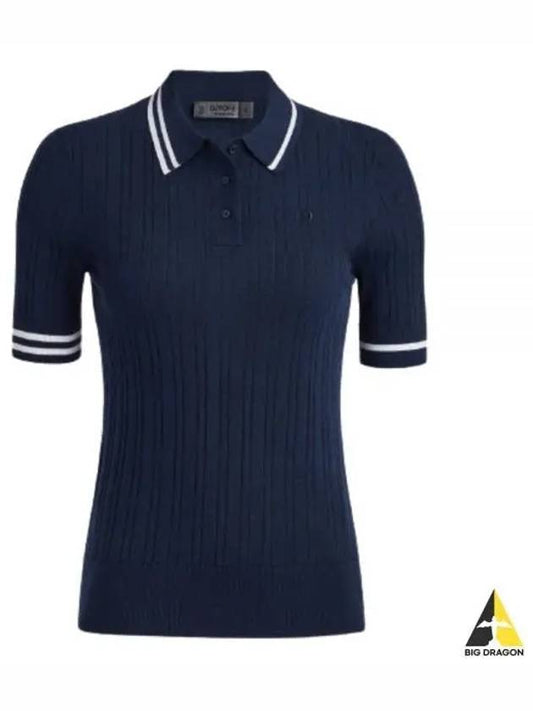 Women's Rib Cotton Short Sleeve Polo Shirt Navy - G/FORE - BALAAN 2