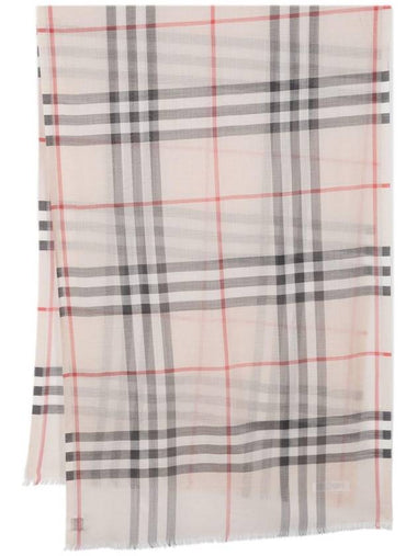 Check Wool Silk Blend Scarf Beige - BURBERRY - BALAAN 1