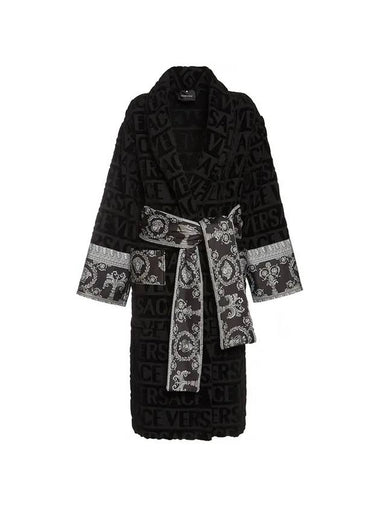 Baroque Pattern Bathrobe Lounge Wear Black - VERSACE - BALAAN 1