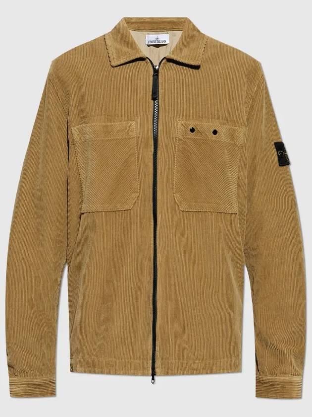 Organic Cotton Corduroy Zip-Up Jacket White - STONE ISLAND - BALAAN 2