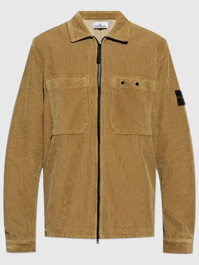 Organic Cotton Corduroy Zip-Up Jacket White - STONE ISLAND - BALAAN 2