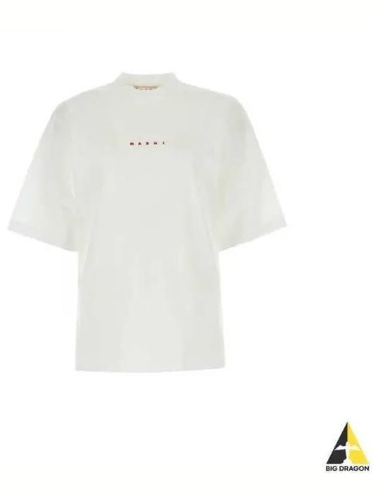 24 THJE0263P1U SCS87 L1W01 Logo Cotton T Shirt - MARNI - BALAAN 1