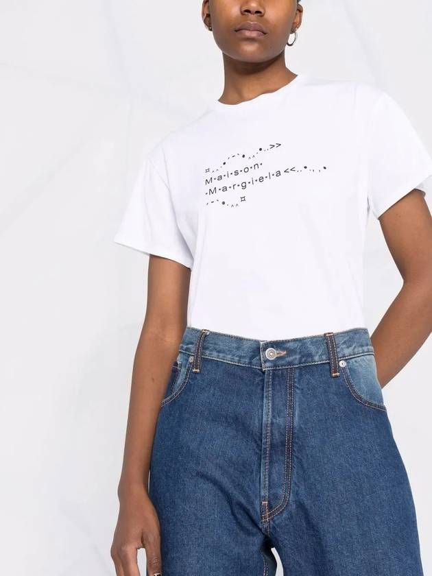 Women's Emoji Logo Font Generator Short Sleeve T-Shirt White - MAISON MARGIELA - BALAAN 4