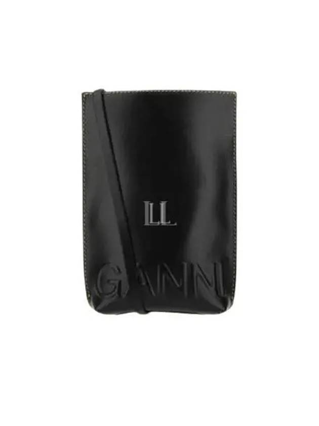 Banner Logo Small Leather Cross Bag Black - GANNI - BALAAN 2