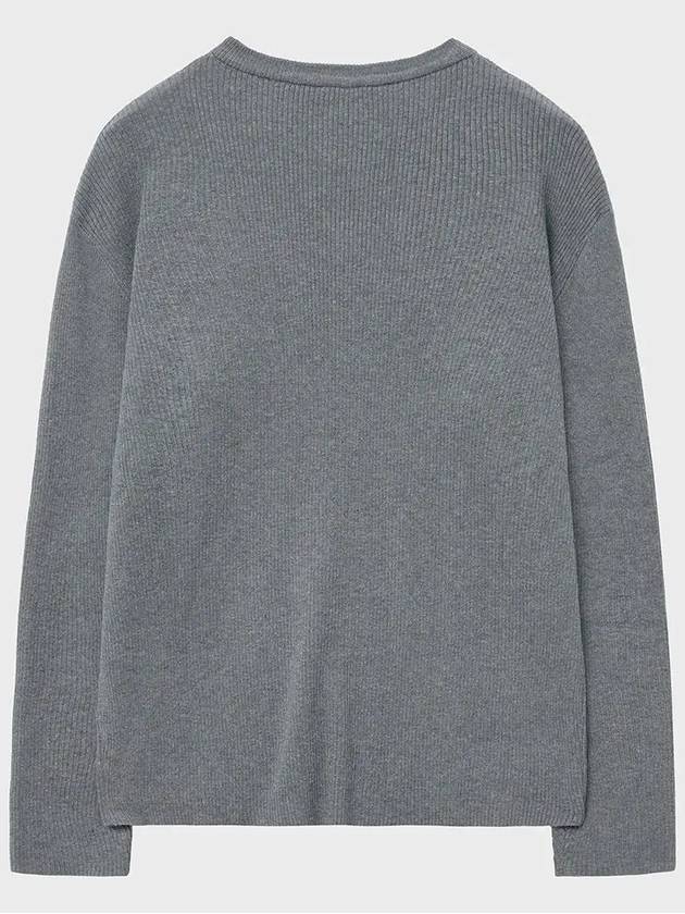 Cotton ribbed henley neck knit gray - NOIRER - BALAAN 10