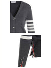 Milano Stitch 4 Bar Classic V Neck Fine Merino Wool Cardigan Medium Grey - THOM BROWNE - BALAAN 6