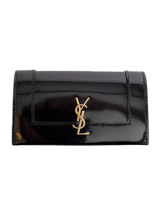 Women's Gold Logo Long Wallet Black - SAINT LAURENT - BALAAN 1