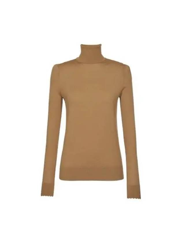 Scalloped Sleeve Edge Wool Turtleneck Brown - CHLOE - BALAAN 2