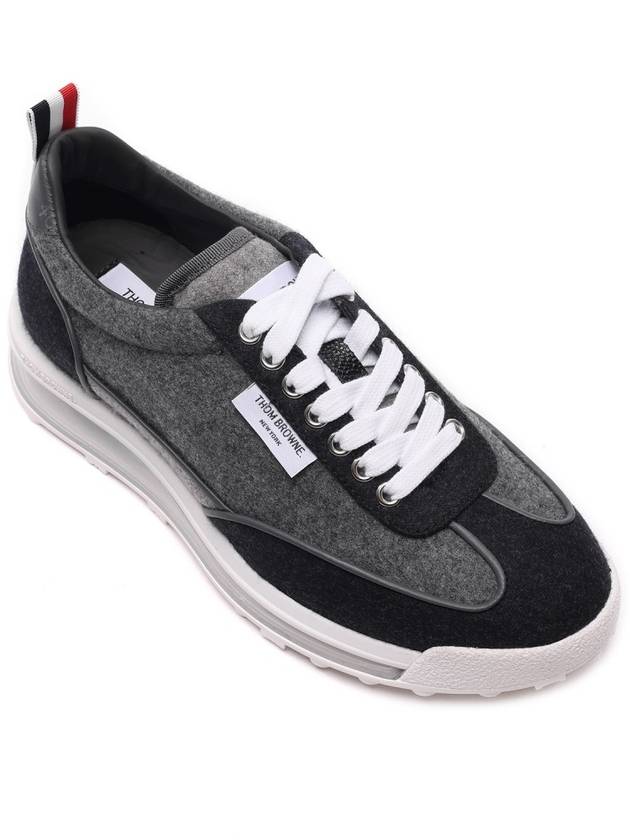 Flannel Clear Sole Low Top Sneakers Grey - THOM BROWNE - BALAAN 4