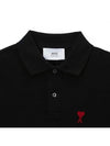 Heart Logo Polo Shirt Black - AMI - BALAAN 4