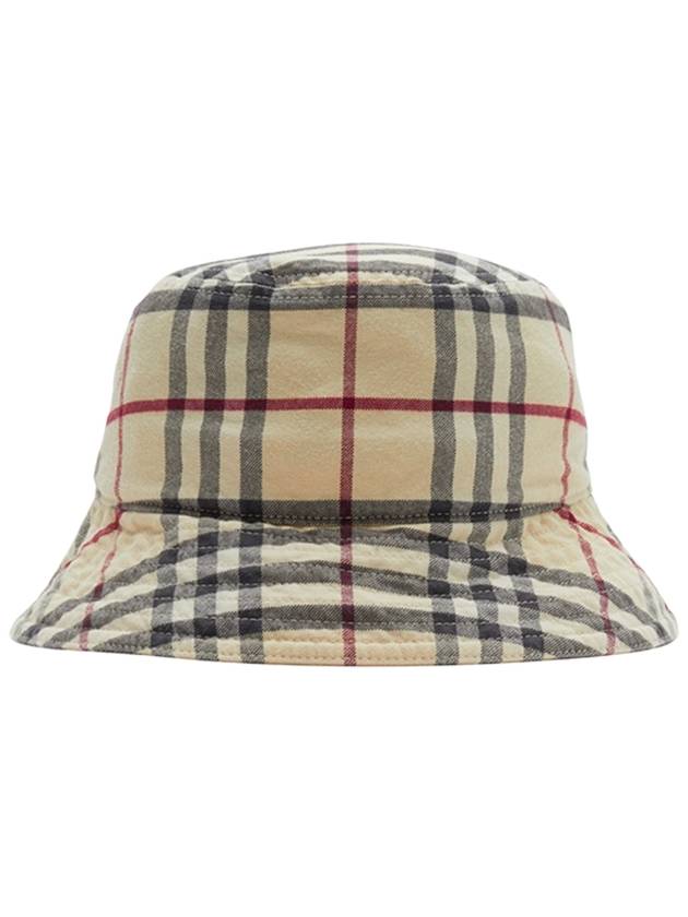 Stone Check Cotton Bucket Hat Beige - BURBERRY - BALAAN 2