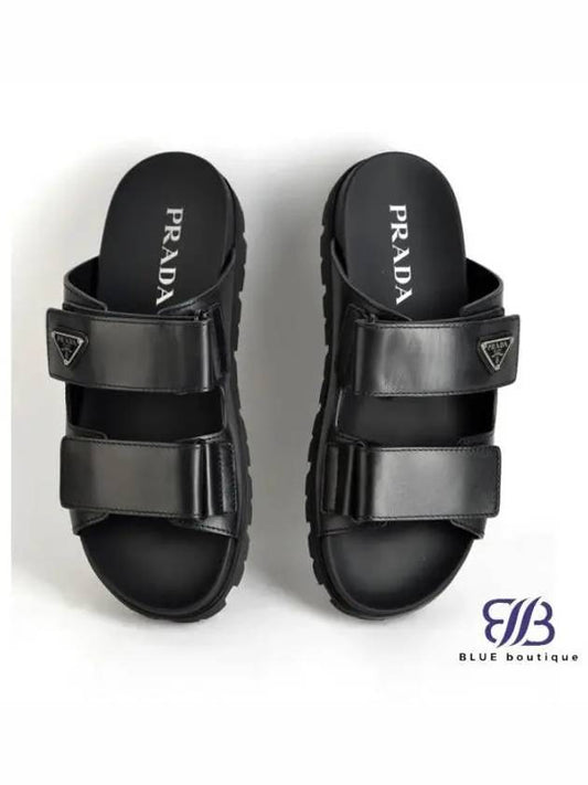 Strap Leather Sandals Black - PRADA - BALAAN 2