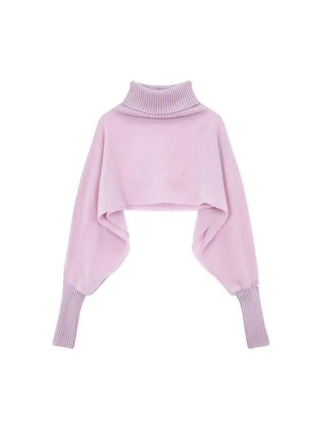 Women s Hairy Wool Turtleneck Poncho Light Purple 270638 - HERNO - BALAAN 1