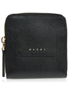 Logo Square Zip Round Half Wallet Black - MARNI - BALAAN 1