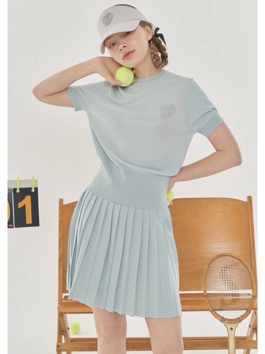 SUMMER SHORT SLEEVE PLEATED SKIRT SET-UP Pastel Blue - PLAYBOO - BALAAN 1