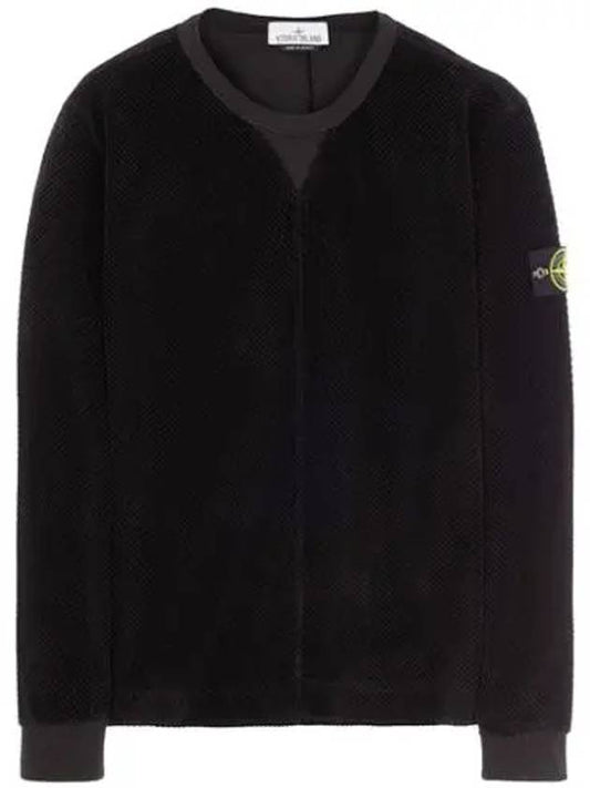 Waffen Patch Corduroy Sweatshirt Black - STONE ISLAND - BALAAN.