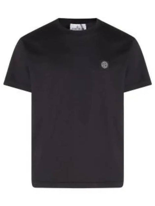 Logo Patch Short Sleeves T-Shirt Black - STONE ISLAND - BALAAN 2