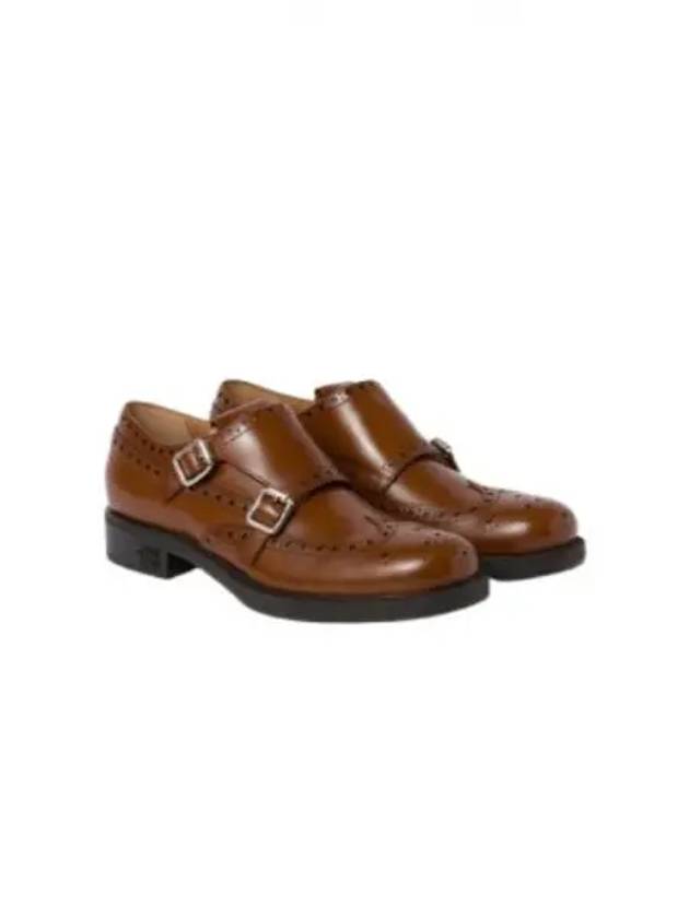 Brogue Leather Monk Strap Brown - MIU MIU - BALAAN 2