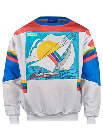Men's Original Sailing Crew Sweatshirt White Pink Blue - ADIDAS - BALAAN.