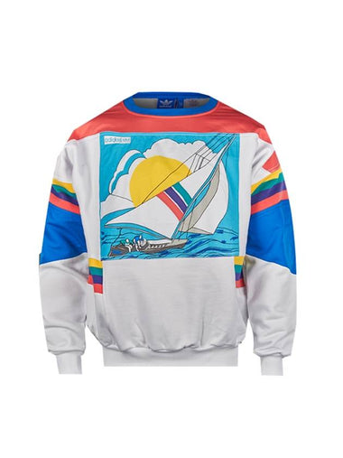 Men's Original Sailing Crew Sweatshirt White Pink Blue - ADIDAS - BALAAN 1