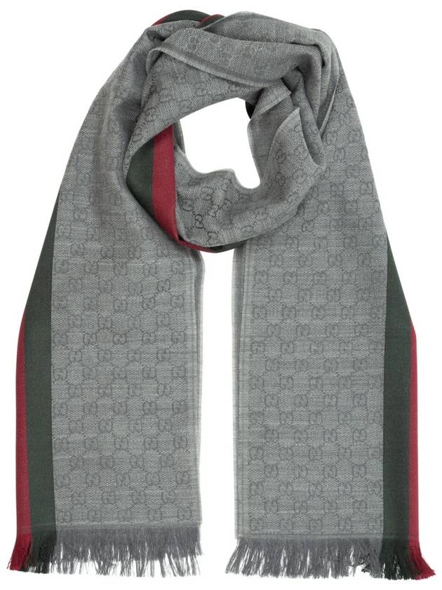 Web GG Two-Tone Muffler Grey - GUCCI - BALAAN 7