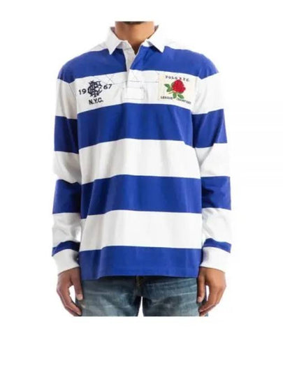 Classic Fit Striped Jersey Polo Shirt Blue White - POLO RALPH LAUREN - BALAAN 2