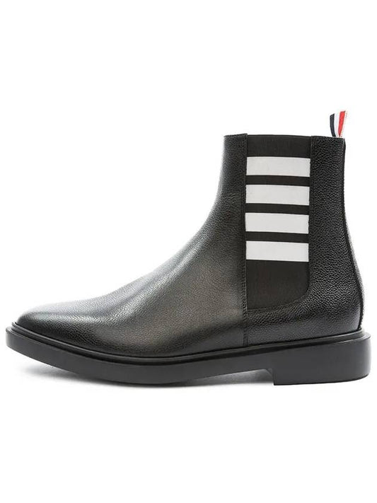 Pebble Grain Leather Chelsea Boots Black - THOM BROWNE - BALAAN 2