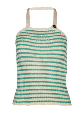 Dioriviera Backless Mariniere Motif Cotton Ribbed Knit Sleeveless Aquamarina - DIOR - BALAAN 1