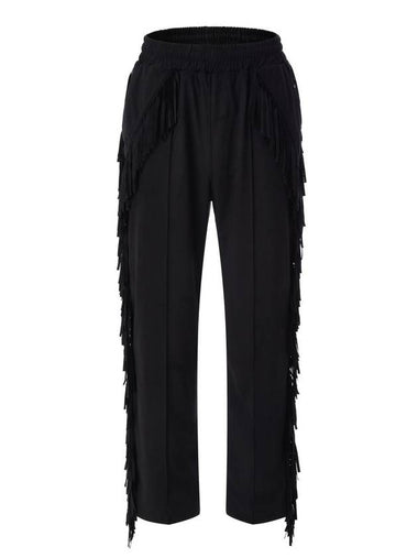 Suede Fringe Track Pants Black MTR3085 - IFELSE - BALAAN 1