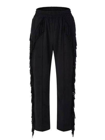 Suede Fringe Track Pants Black MTR3085 - IFELSE - BALAAN 2