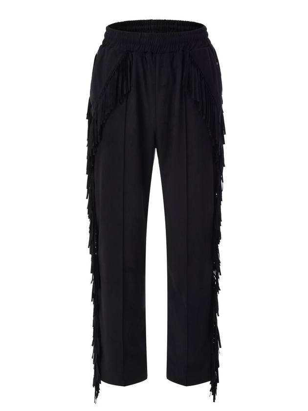 Suede Fringe Track Pants Black - IFELSE - BALAAN 2