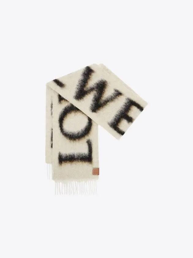 Logo Fringe Wool Mohair Scarf Camel - LOEWE - BALAAN 2