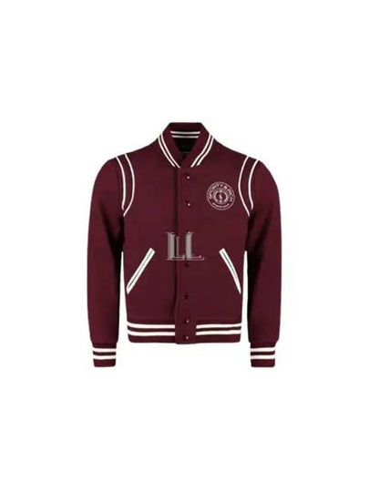 Embroidered Logo Varsity Virgin Wool Bomber Jacket Merlot - SPORTY & RICH - BALAAN 2