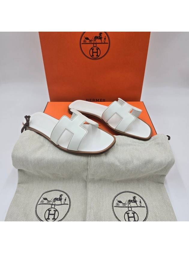 Oran Calfskin Slippers Blanc - HERMES - BALAAN 7