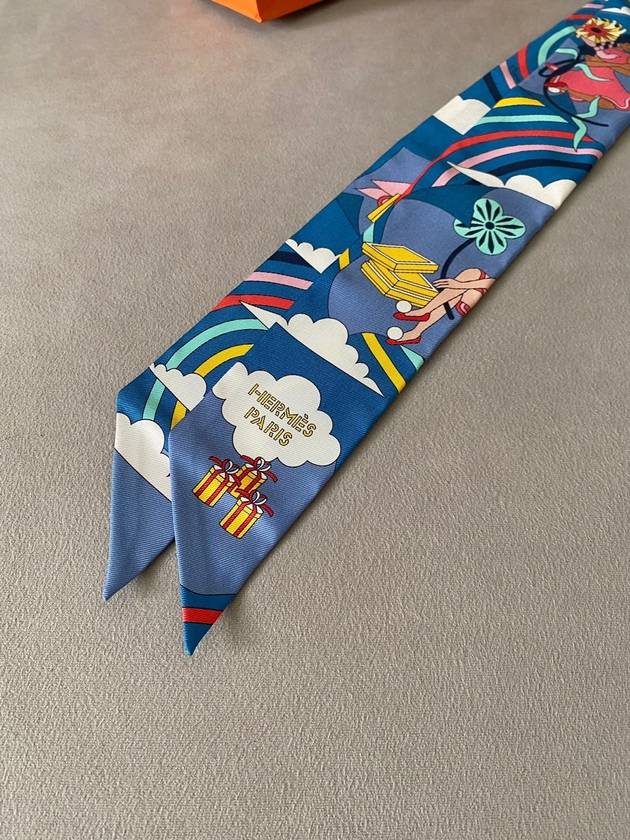 Carres Volants Twilly Scarf Blue Jaune Vif - HERMES - BALAAN 3