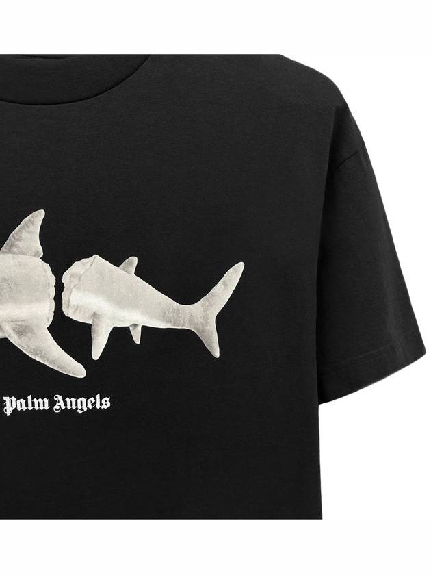 Shark Classic Short Sleeve T-Shirt Black - PALM ANGELS - BALAAN 4