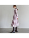 Women's Lace Tiered Printing Shirring Long Dress Lavender - MITTE - BALAAN 4