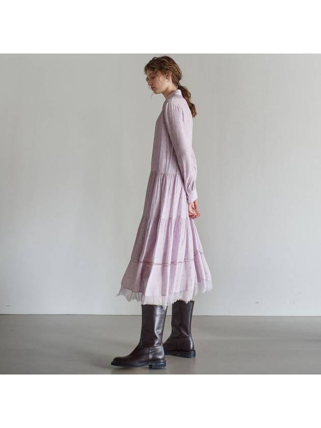 Women's Lace Tiered Printing Shirring DressLavender - MITTE - BALAAN 4