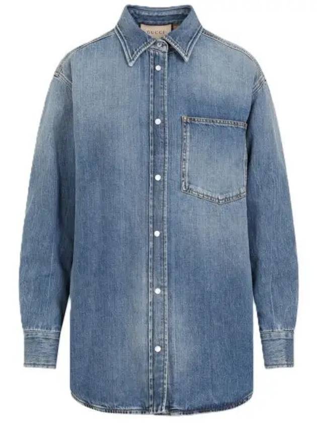 Washed Organic Denim Shirt Blue - GUCCI - BALAAN 2