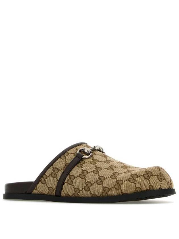 Men's Horsebit GG Canvas Slippers Beige - GUCCI - BALAAN 3