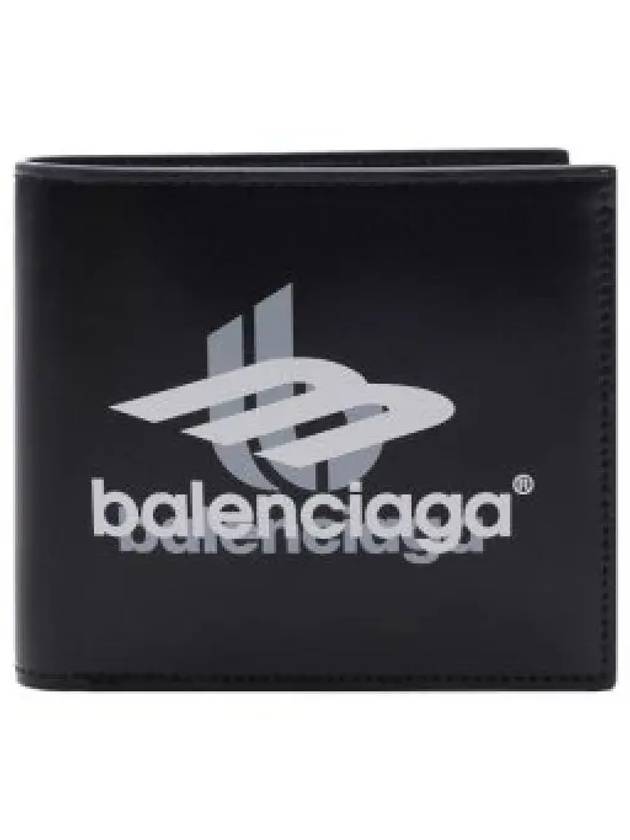 Logo Print Leather Half Wallet Black - BALENCIAGA - BALAAN 2