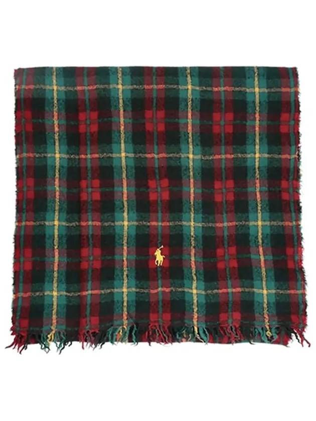 Pony Outdoor Crinkle Flaid Check Fringe Muffler - POLO RALPH LAUREN - BALAAN 5