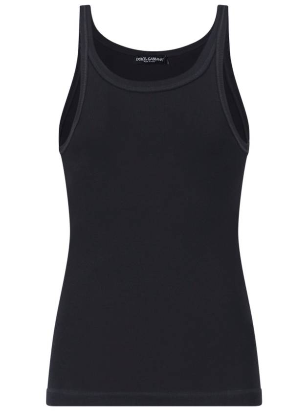 Ribbed Knit Tank Sleeveless Black - DOLCE&GABBANA - BALAAN 2