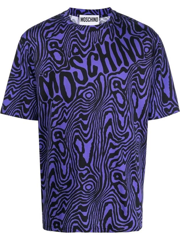 Men's Logo Print Short Sleeve T-Shirt Purple - MOSCHINO - BALAAN 1