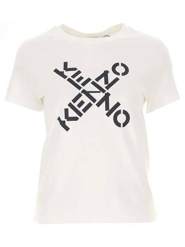 13th Anniversary Women s Cross Logo T Shirt 2TS850 4SJ 01 - KENZO - BALAAN 1